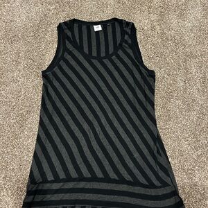 CAbi Black and Gray Striped Top